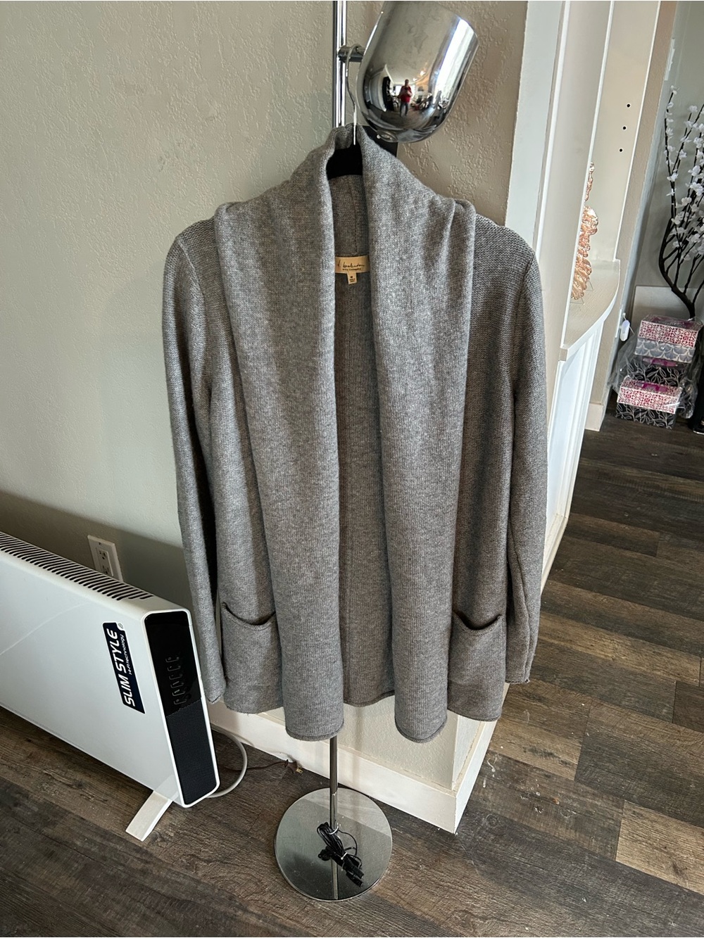 Babaton Heather-Gray Cashmere-blend Open-Front Draped Cardigan